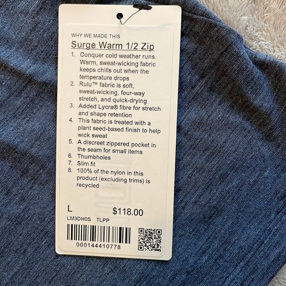 Surge warm 1/2 zip-L-NWT-lululemon - Picture 4 of 5